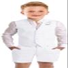 Szzmmer Boys Summer White Linen Suit Shorts Suit for Boys 2 Pieces Kids Formal Tuxedo Wedding Ringer Outfit Boys Vest Shorts Suit Size 5 view 1