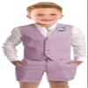 Szzmmer Kids Linen Suit Lavender Slim Fit Suits for Little Boys 2 Piece Tuxedo Summer Beach Wedding Outfit Lightweight Vest Shorts Set Size 7 view 1
