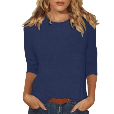 3/4 Sleeve T Shirts for Women Tops for Women Blue Tops for Women Lavender Shirt Women Women's Shirts Trending Womens Clothes Women's T-Shirts Women's 3/4 Sleeve Summer Tops 3/4 Length Sleeve