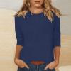 3/4 Sleeve T Shirts for Women Tops for Women Blue Tops for Women Lavender Shirt Women Women's Shirts Trending Womens Clothes Women's T-Shirts Women's 3/4 Sleeve Summer Tops 3/4 Length Sleeve view 2