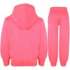 A2Z 4 Kids Unisex Plain Tracksuit Hoodie with Joggers Jogging Sweatpants Set - T.S Plain Neon Pink 13. view 2