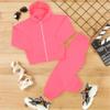 A2Z 4 Kids Unisex Plain Tracksuit Hoodie with Joggers Jogging Sweatpants Set - T.S Plain Neon Pink 13. view 4