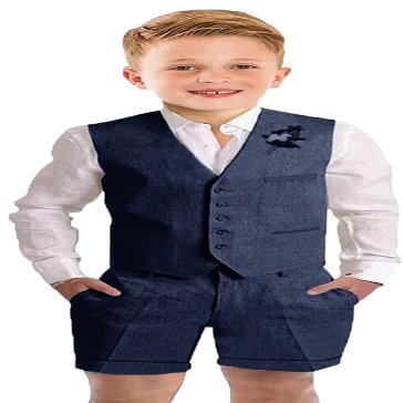 Toddler Navy Blue Suits for Boys Casual Summer Linen Suit 2 Piece Formal Wedding Dresswear Outfit Boys Suit Set Size 3