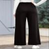 EVALESS Wide Leg Fleece Lined Pants for Women Elastic High Waisted Business Work Casual Waffle Knit Black Trousers 2025 Fall Winter Trendy Palazzo Pants Slacks with Pockets Petite Small view 2