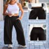 EVALESS Wide Leg Fleece Lined Pants for Women Elastic High Waisted Business Work Casual Waffle Knit Black Trousers 2025 Fall Winter Trendy Palazzo Pants Slacks with Pockets Petite Small view 4