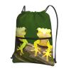 NOUZU Two Geckos Print Sports Drawstring Backpack For Women With Zipper Pockets Lightweight Travel Gym Bag, Black view 1