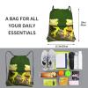 NOUZU Two Geckos Print Sports Drawstring Backpack For Women With Zipper Pockets Lightweight Travel Gym Bag, Black view 4