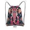 NOUZU Bohemian Elephant Pattern Print Sports Drawstring Backpack For Women With Zipper Pockets Lightweight Travel Gym Bag view 3