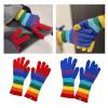 Rainbow Color Striped Knitted Gloves Winter Full Finger Mitten Thicken Warm Christmas Harajuku Gloves For Girlfriend view 2