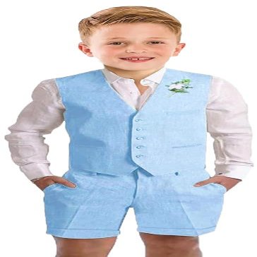 Boys Linen Vest Shorts Toddler Suit Set for Boy Summer Suits Kids Outfit Wedding Prom Dresswear Sky Blue Boys Seersucker Suit Size 3