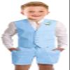 Boys Linen Vest Shorts Toddler Suit Set for Boy Summer Suits Kids Outfit Wedding Prom Dresswear Sky Blue Boys Seersucker Suit Size 3 view 1