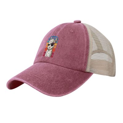 QIZYOQA Alpaca with Glasses Baseball Cap for Men Women Mesh Back Trucker Hats Dad Golf Hat