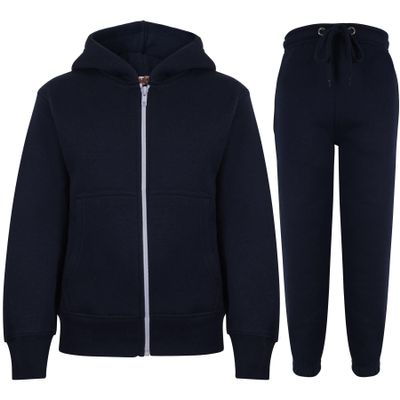 A2Z 4 Kids Unisex Plain Tracksuit Hoodie with Joggers Jogging Sweatpants Set - T.S Plain Navy 2-3.