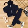 A2Z 4 Kids Unisex Plain Tracksuit Hoodie with Joggers Jogging Sweatpants Set - T.S Plain Navy 2-3. view 4