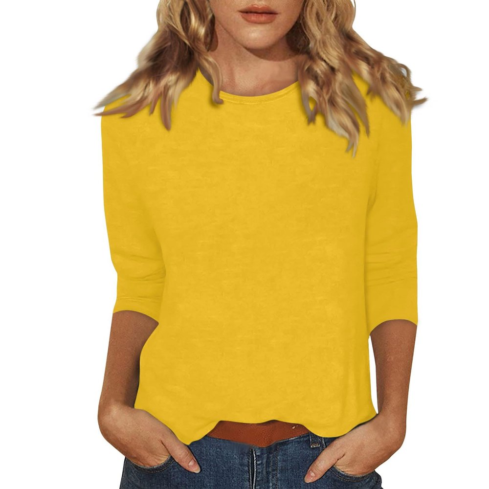 3/4 Sleeve Tops for Women Three Quarter Length Sleeve Tops for Women Womens Blouses Casual Baby Blue Tops for Women Long Sleeve Tops for Woman Womens Toos Womens 3/4 Sleeve Summer Tops