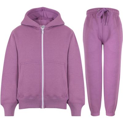 A2Z 4 Kids Unisex Plain Tracksuit Hoodie with Joggers Jogging Sweatpants Set - T.S Plain Lilac 2-3.