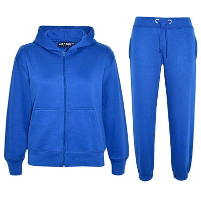 A2Z 4 Kids Unisex Plain Tracksuit Hoodie with Joggers Jogging Sweatpants Set - T.S Plain Royal 2-3.