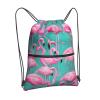 NOUZU Lovely Pinks Flamingos Print Sports Drawstring Backpack For Women With Zipper Pockets Lightweight Travel Gym Bag, Black view 2