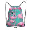 NOUZU Lovely Pinks Flamingos Print Sports Drawstring Backpack For Women With Zipper Pockets Lightweight Travel Gym Bag, Black view 3