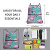 NOUZU Lovely Pinks Flamingos Print Sports Drawstring Backpack For Women With Zipper Pockets Lightweight Travel Gym Bag, Black view 4