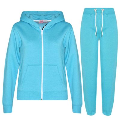 A2Z 4 Kids Unisex Plain Tracksuit Hoodie with Joggers Jogging Sweatpants Set - T.S Plain Aqua 3-4.