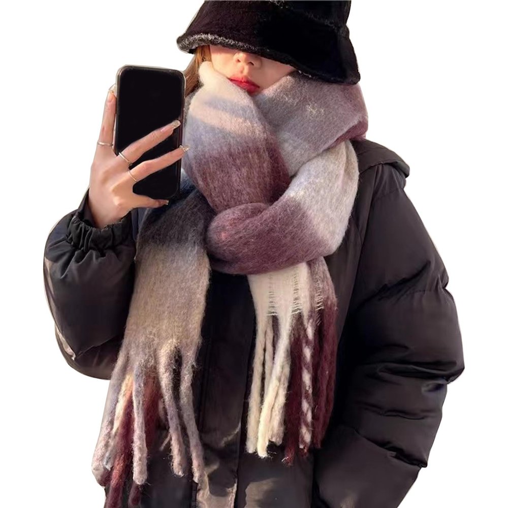 Plaids Blanket Scarf Winter Fall Warm Scarfs For Women Soft Large Shawls Wraps Tassels Scarves