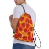 Limpac 3d Pizza Pepperoni Print Versatile Drawstring Gym Bag Lightweight Backpack, For Fitness Travel Sport Shop, Medium, Black view 3