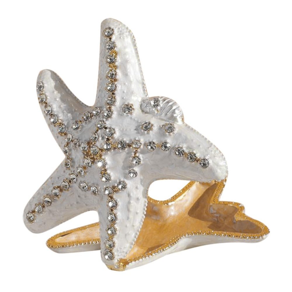 SSTANGLU Jeweled Trinket Box Starfish Jewelry Box Hinged Collectible Jewelry Holder Sea Animals Figure Jewelry Organizer for Necklace Ring Bracelet Earrings