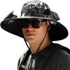 Outdoor Wide Brim Sun Hat with 2 Solar Fan Sun Bucket Hat for Men Women UPF 50+ Bucket Fishing & Beach Hat with Fan Built in (US, Alpha, Medium, XX-Large, Z-Khaki Camo) view 1