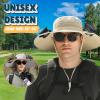 Outdoor Wide Brim Sun Hat with 2 Solar Fan Sun Bucket Hat for Men Women UPF 50+ Bucket Fishing & Beach Hat with Fan Built in (US, Alpha, Medium, XX-Large, Z-Khaki Camo) view 3