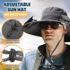 Outdoor Wide Brim Sun Hat with 2 Solar Fan Sun Bucket Hat for Men Women UPF 50+ Bucket Fishing & Beach Hat with Fan Built in (US, Alpha, Medium, XX-Large, Z-Khaki Camo) view 4