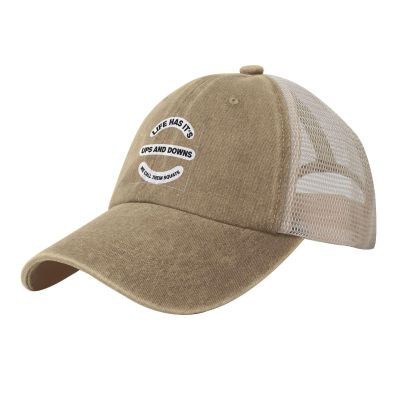 QIZYOQA Life Has It's Ups and Downs We Call Them Squats Baseball Cap for Men Women Mesh Back Trucker Hats Dad Golf Hat