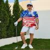 AYUNIX American Flag Golf Shirts for Men Patriotic Polo Shirts Quick Dry Moisture Wicking Short Sleeve USA Flag Golf Polos view 2