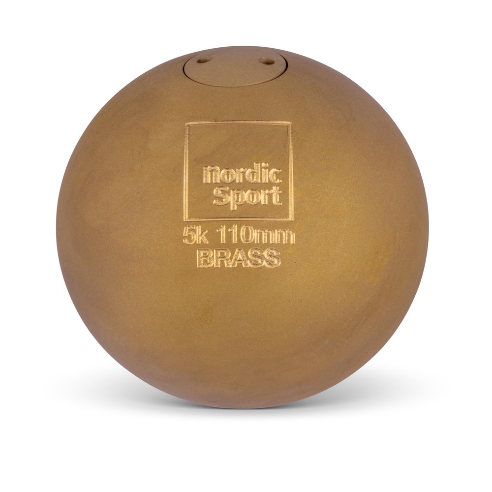 HAEST Nordic Competition Shot Put 5 kg - Brass Matt - Ideal for Youth Competitors - 110 mm Diameter - Robust & Reliable - WA-certified
