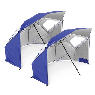 Sport-Brella Super-Brella SPF 50+ Sun and Rain Canopy Umbrella for Camping, Beach and Sports Events (8-Foot, Blue, 2-Pack)