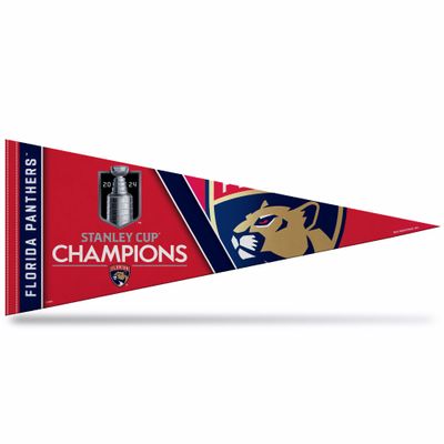 Rico Industries NHL Hockey Florida Panthers 2024 Stanley Cup Champions 12" x 30" Felt Wall Dcor Pennant - Great for Home/Bed Room/Man Cave Dcor