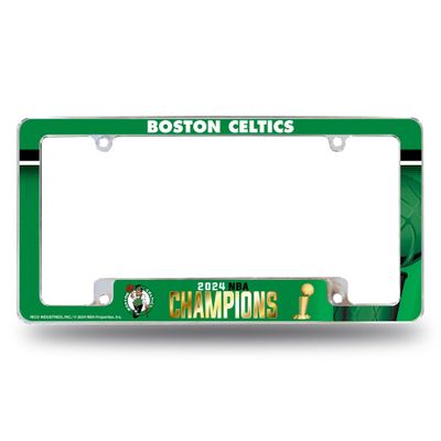 Rico Industries NBA Basketball Boston Celtics 2024 NBA Champions 12" x 6" Chrome All Over Automotive License Plate Frame for Car/Truck/SUV