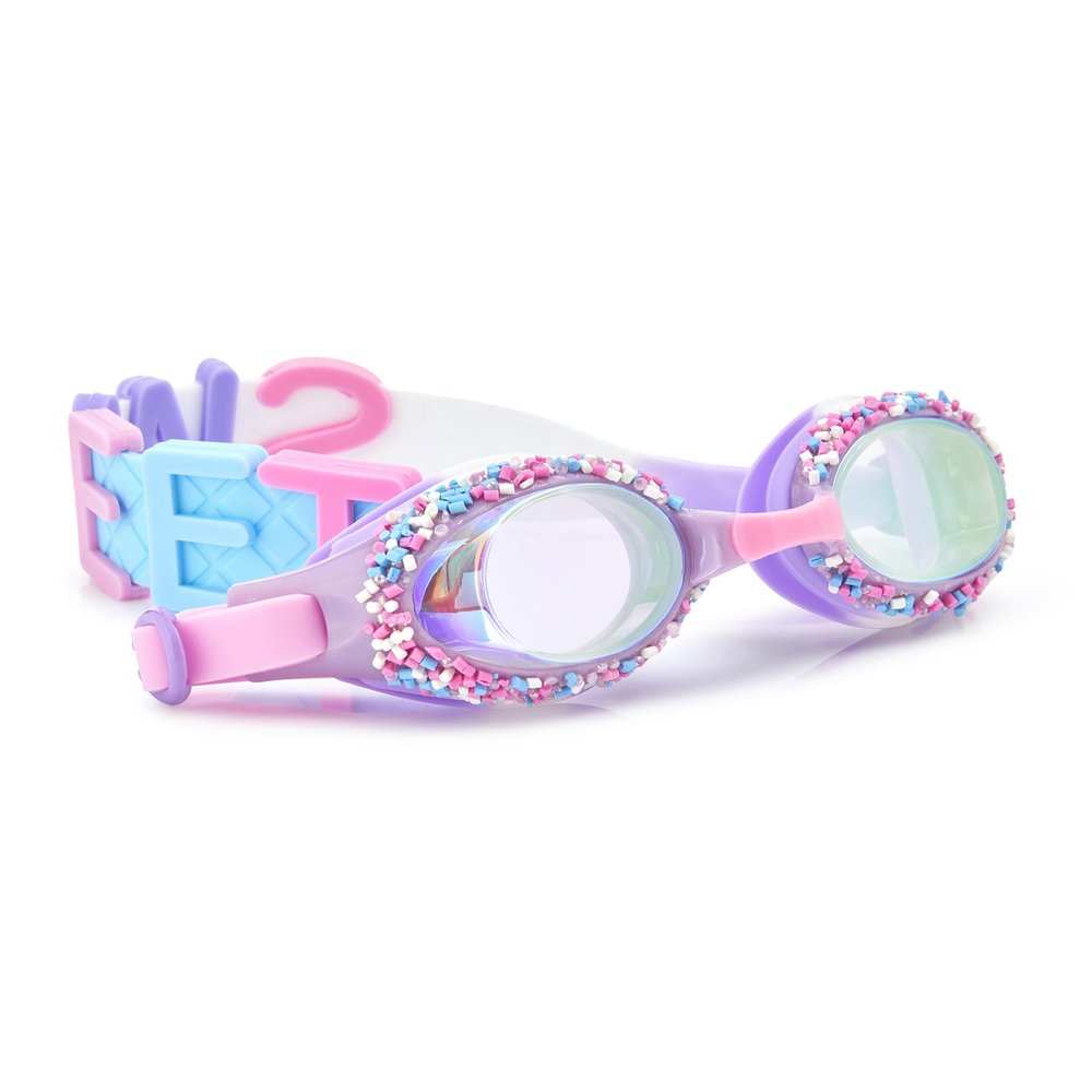 Bling 2O Girls Swim Goggles for Kids Purple Funfetti Design, Anti-Fog UV Protection Lenses, Adjustable Strap, Leakproof Comfortable Fit for Pool, Beach, Swim Lessons & Vacation, Ages 3+