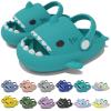 Jfxgjuv Sharklas Kids, Sharklas Originales Kids, Shark Slides Kids with Strap, Chanclas De Tiburon, Sharky Chanclas Kids Non-Slip Thick Sole Open Toe Shark Sandals (Green,7-7.5 Toddler) view 1