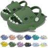 Jfxgjuv Sharklas Kids, Sharklas Originales Kids, Shark Slides Kids with Strap, Chanclas De Tiburon, Sharky Chanclas Kids Non-Slip Thick Sole Open Toe Shark Sandals (Dark Green,6-6.5 Toddler) view 1