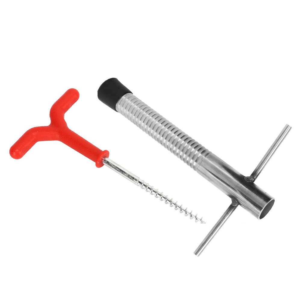 Gonetre Ice Peg Drill Ice Peg Auger Threaded Peg Ice Drill Tent Stake Nail Drill Ice Fishing Accessory Ice Peg Drill Threaded Stainless Steel Multi Functional Ice Fishing Stake Nail Auger