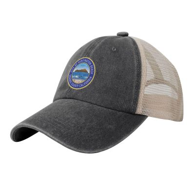 QIZYOQA Seal of Huntington Beach, California Baseball Cap for Men Women Mesh Back Trucker Hats Dad Golf Hat