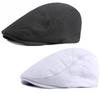 DIYDECAL 2 Pack Mens Flat Cap Ivy Gatsby Newsboy Driving Hat Black+White view 1