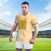 Custom Football Jersey for Men Customize Your Own Photos/Text Custom Jersey Design Front Back Collar Sleeves Personalized Shirts Custom Gifts Small Yellow view 3