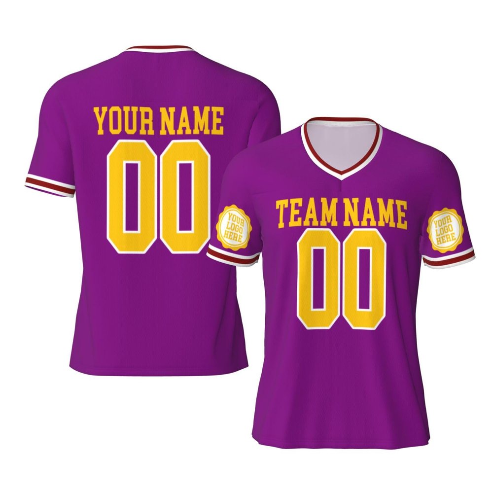 NineFit Basics Custom Football Jersey for Men Add Your Text/Image Personalized Jersey Design Front Back Collar Sleeves Personalized Shirts Customizable Gifts Small Purple
