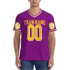 NineFit Basics Custom Football Jersey for Men Add Your Text/Image Personalized Jersey Design Front Back Collar Sleeves Personalized Shirts Customizable Gifts Small Purple view 4