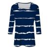 3/4 Length Sleeve Womens Tops,Basic Striped Tshirts Shirts Summer 2024 Gym Blouse Plus Size Athletic Tunic Top view 3