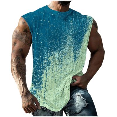 Finelylove Recent Orders Mens Tank Top Big and Tall Round Neck Sleeveless Summer Tank Tops Workout Tank Tops Casual Graphic Tees Workout Tank Top Men Blue 5XL