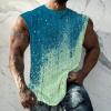 Finelylove Recent Orders Mens Tank Top Big and Tall Round Neck Sleeveless Summer Tank Tops Workout Tank Tops Casual Graphic Tees Workout Tank Top Men Blue 5XL view 2