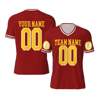 NineFit Basics Custom Football Jersey for Men Customize Images or Text Custom Jerseys Design Front Back Collar Sleeves T Shirts Customizable Gift Small Red
